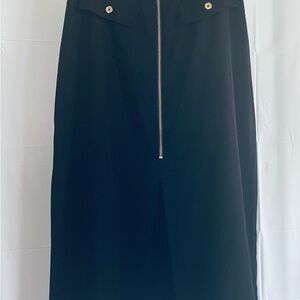 Michael Kors Black Midi Skirt with Gold Accents